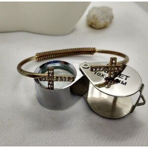Double cross bracelet cuff w crystals‎